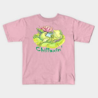 Chillaxin Watercolor Frog Kids T-Shirt